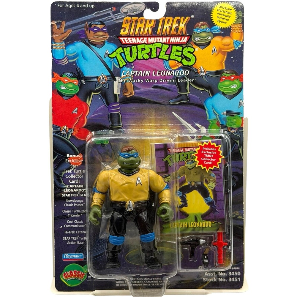 1994 Playmates Star Trek TMNT Captain Leonardo Sealed MOC Action Figure #3451
